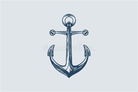 Hand Drawing Vintage Anchor Ocean Theme Isolated on White Background ...