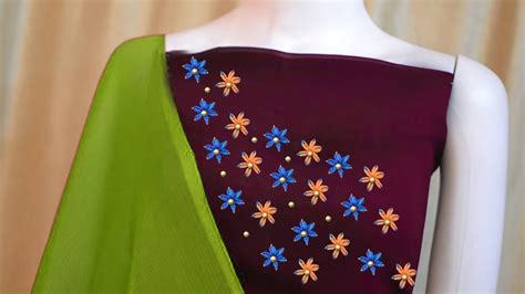 churidar neck design with easy hand embroidery - YouTube