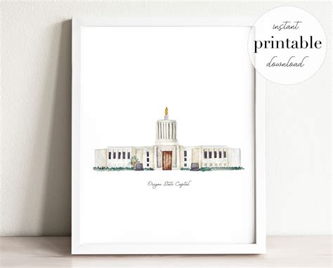 Oregon State Capitol Printable Art Print Nursery Decor | Etsy