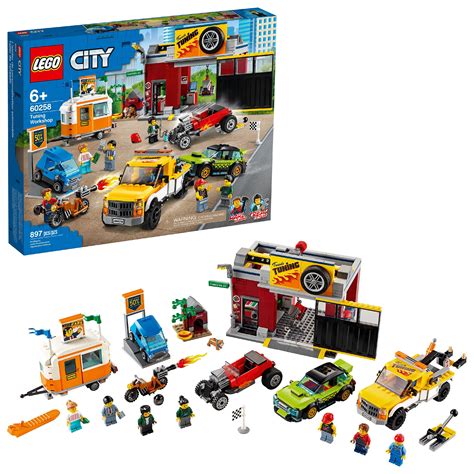 LEGO City Tuning Workshop Toy Car Garage 60258, Cool Vehicle Building Set for Kids (897 Pieces ...