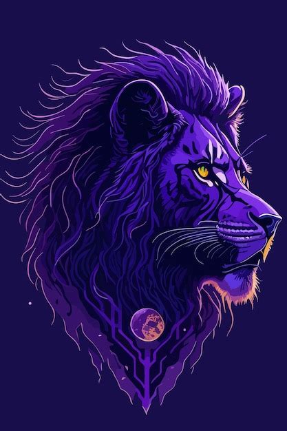 Premium Vector | Vector of lion digital art in purple illustration art ...