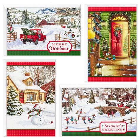 Walmart-exclusive boxed Christmas cards include 40 cards (10 each of 4 designs) and 40 white ...