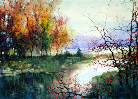 Z.L. Feng International Award Winning Artist Landscape | Watercolor landscape paintings ...