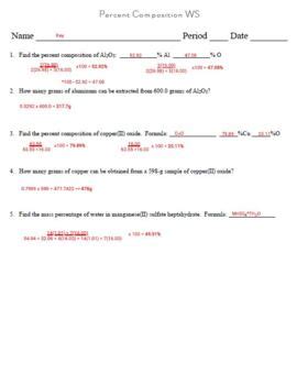 Percent Composition & Empirical & Molecular Formulas Worksheets (Set of 2)