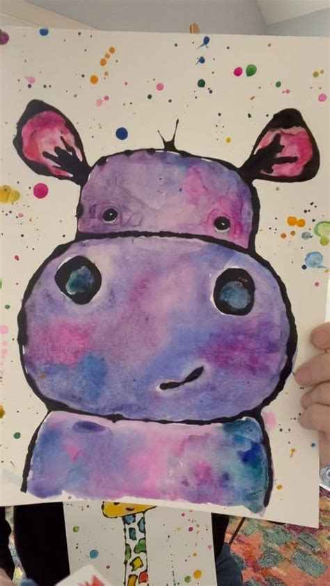 andrea.nelson.art on Instagram: I could do these forever 😂. #hippo #easywatercolor #easyart # ...