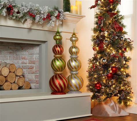 36" Oversized Glittered Swirl Finial by Valerie - QVC.com | Christmas decorations uk, Outdoor ...