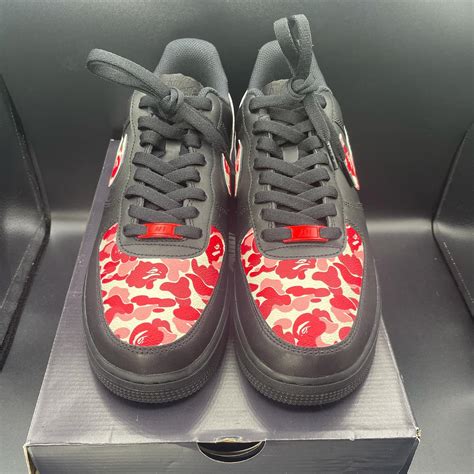 Red Bape Black Air Force 1 Custom - Daniel Customs