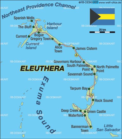 Map of Eleuthera (Island in Bahamas) | Welt-Atlas.de