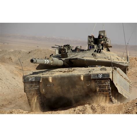 An Israel Defense Force Merkava Mark IV main battle tank. Note the instructor's chair fitted on ...