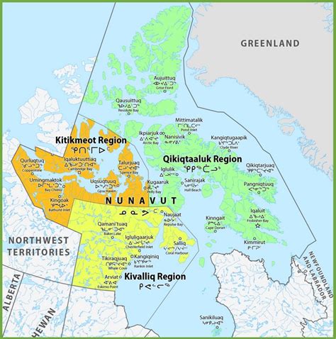 Nunavut region map - Ontheworldmap.com