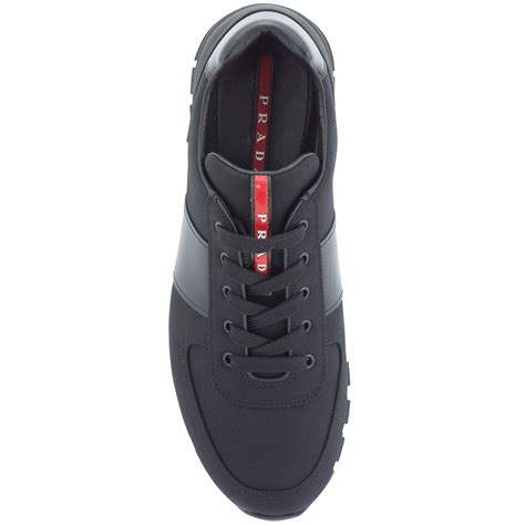 Prada Leather Low-Top Sneakers in Black for Men - Lyst