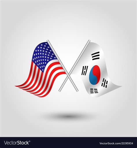 Two crossed american and korean flags Royalty Free Vector