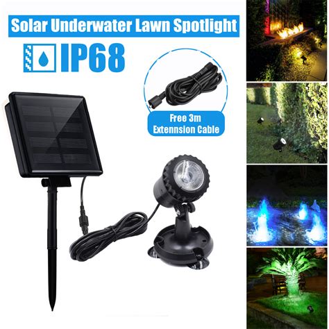 LED Underwater Spot Landscape Solar Lights IP68 Garden Fountain Pond ...