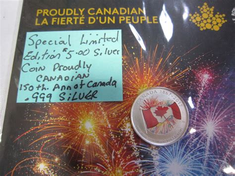 SPECIAL LIMITED EDITION 5 DOLLAR SILVER COIN "PROUDLY CANADIAN" 150TH ...