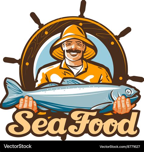 Seafood logo fishing or fresh fish icon Royalty Free Vector