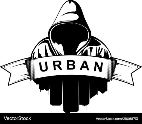 Logo design hooded man city silhouette urban Vector Image