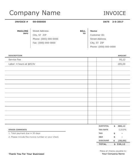 Invoice Template Pictures