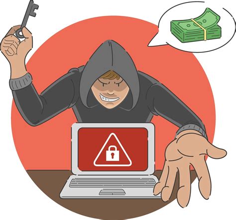 Ransomware Attack Scam Malware on Laptop Computer Cartoon Illustration ...