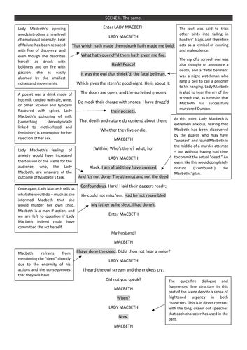 Macbeth Act 2 Scene 2 Annotated | Teaching Resources