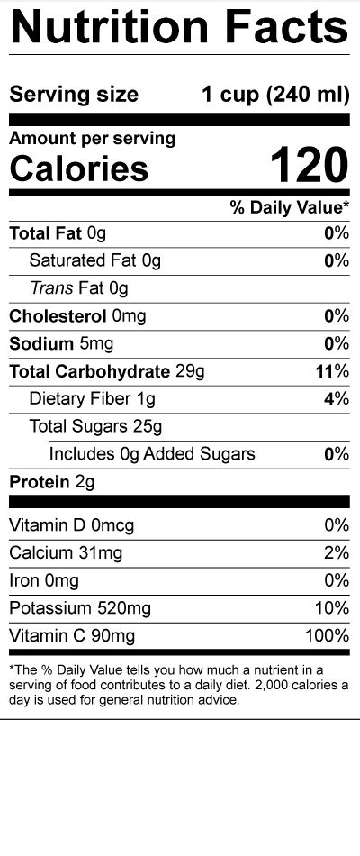 Florida Orange Juice Nutrition Facts And More Florida
