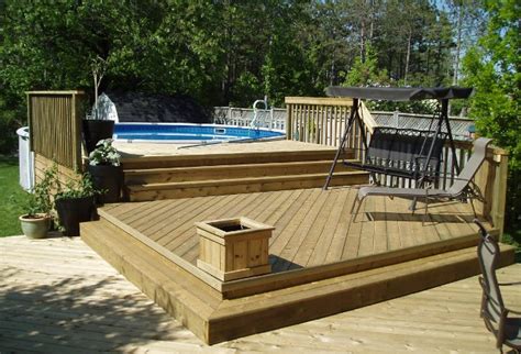 decks for above ground pools - Google Search in 2020 | Pool deck plans, Above ground pool decks ...