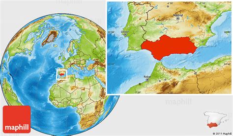 Physical Location Map of Andalucia