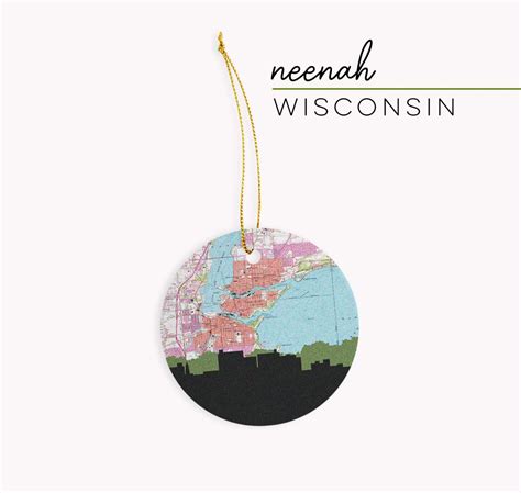 Neenah, Wisconsin city skyline with vintage Neenah map | Wisconsin ...