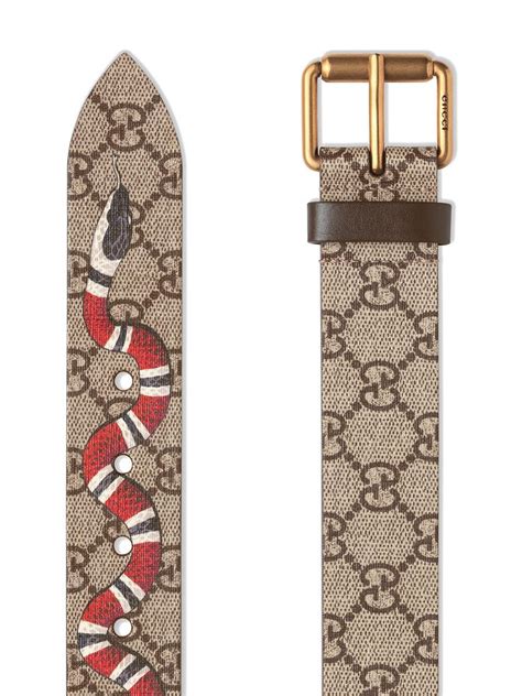 Gucci Snake Print Gg Supreme Belt in Natural for Men - Lyst