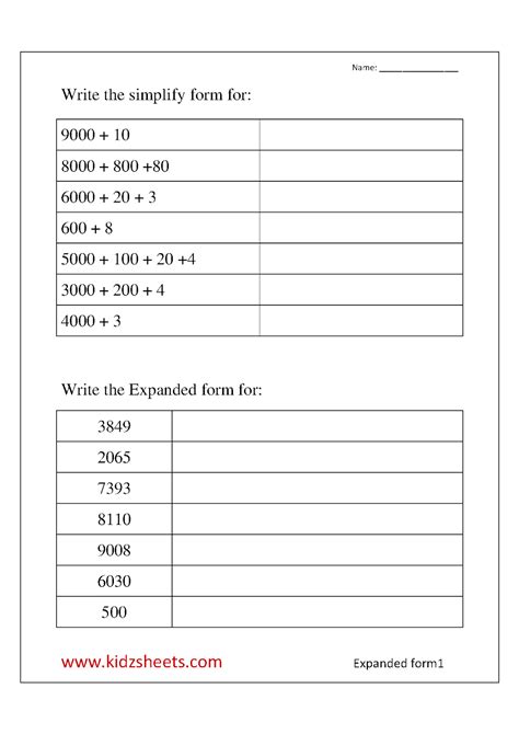 Grade 3 Math Expanded Form Worksheets