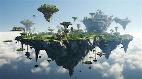 Premium AI Image | Floating islands in the sky with floating islands