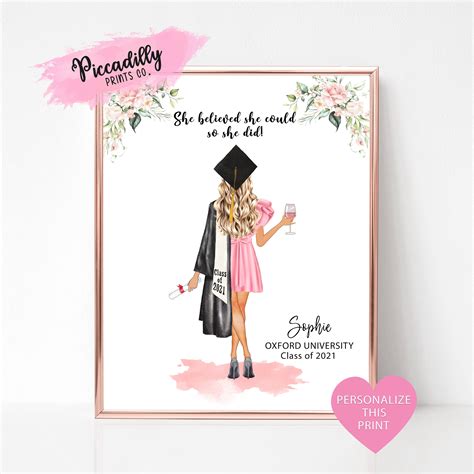 Personalised Graduation Print Custom Portrait Grad Gift - Etsy