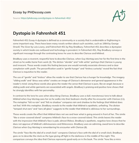 Dystopia In Fahrenheit 451 Essay Example (600 Words) - PHDessay.com