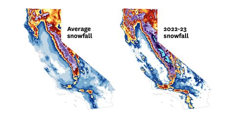 Maps compare California's snowfall this year with past winters