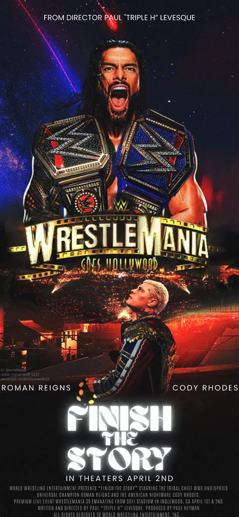 “Finish the Story” Custom WrestleMania 39 Movie Poster featuring Roman ...