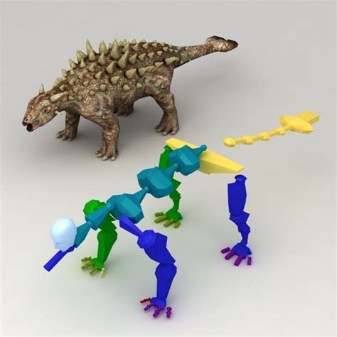 3d model of 13 dinosaur rigged pack