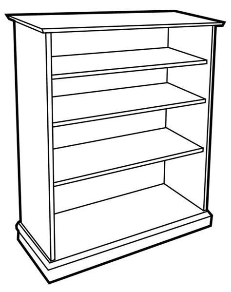 wooden bookcase BW | Bookcase, White bookcase, Clipart black and white