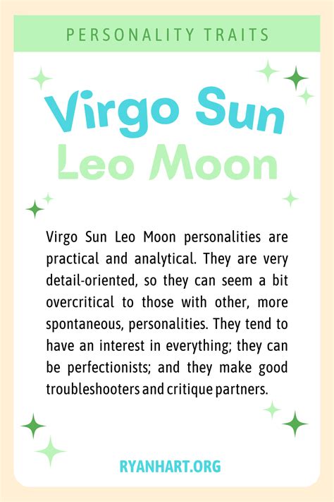 Virgo Sun Leo Moon Personality Traits | Ryan Hart