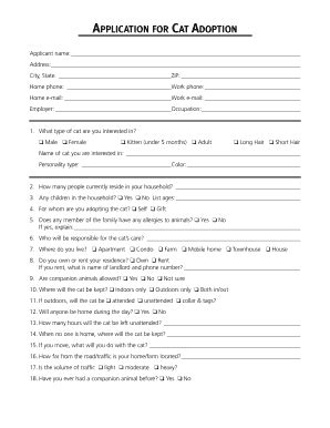 Printable Cat Adoption Forms 2020-2024 - Fill and Sign Printable ...