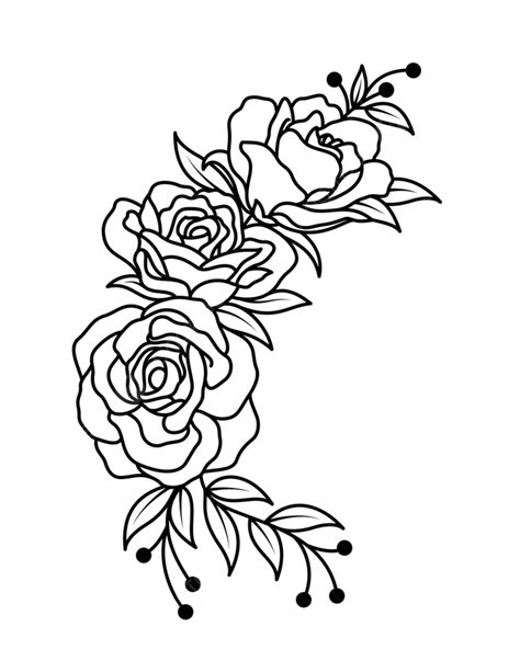 Bouquet Of Roses Vector Art PNG, Rose Bouquet Outline Style, Rose Drawing, Bouquet Drawing ...