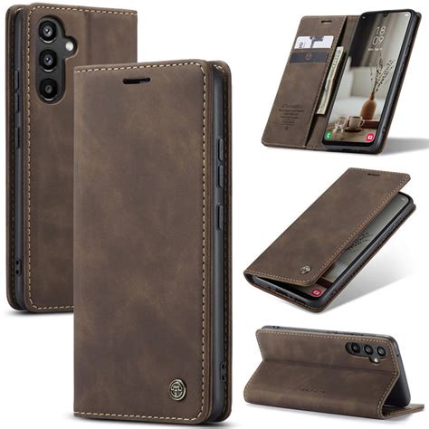 CaseMe Samsung Galaxy A34 5G Wallet Suede Leather Case Coffee