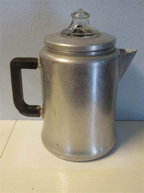 50s Vintage Aluminum Stove Top Coffee Percolator