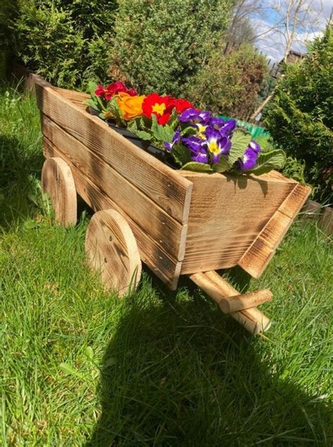 Wooden Cart Planter Wood Planter Box Wheelbarrow Garden - Etsy