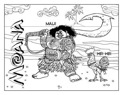 Disney Moana Maui Coloring Page