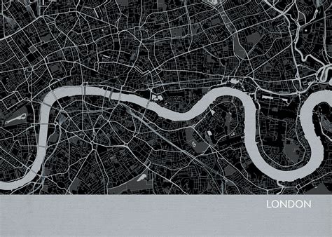 London City Street Map Print Charcoal | City Street Maps