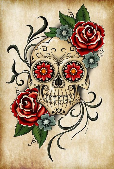 skull & roses | Sugar skull artwork, Skull artwork, Skull art drawing