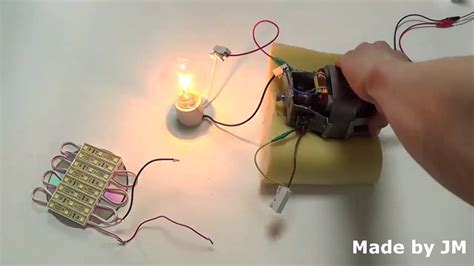 HOW TO TURN A UNIVERSAL MOTOR INTO A GENERATOR (SELF EXCITED DC GENERATOR EXPERIMENT ...