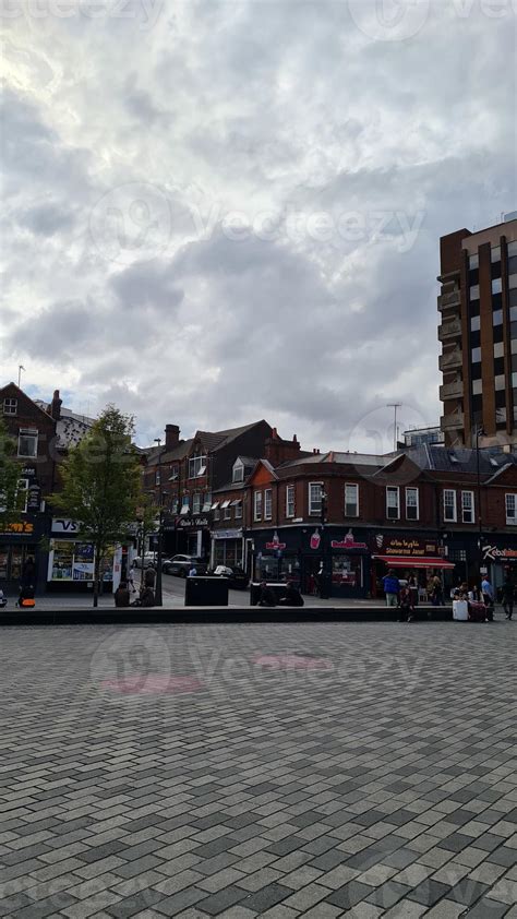 Luton City Centre and Local Buildings, High Angle Drone's View of Luton City Centre and Railway ...