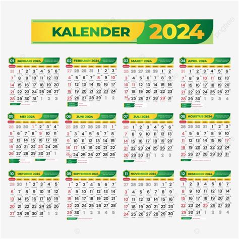 Gambar Kalendar Penuh 2024 Reka Bentuk Moden Vektor, Kalendar 2024, Kalendar Penuh 2024, Sedia ...