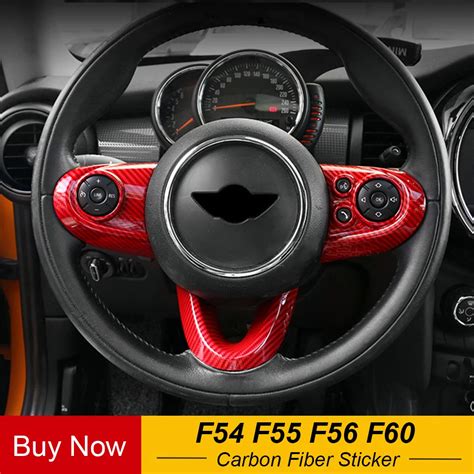 F55 F56 3pcs Carbon Fiber Steering Wheel Cover Trim For BMW MINI Cooper F54 Car & Truck Exterior ...