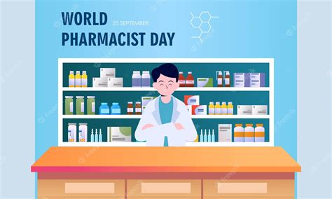 Premium Vector | World Pharmacist Day. Doctor and pills logo concept